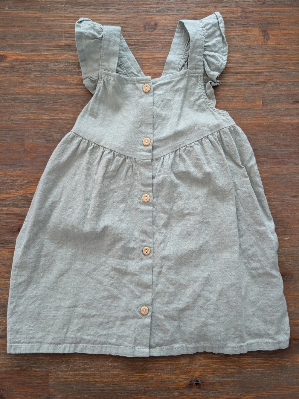 H&M Sage Green Ruffle Strap Button-Front Dress